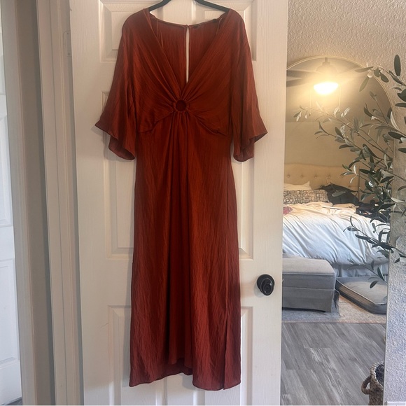 Zara Rust Colored Midi Dress - Picture 3 of 9